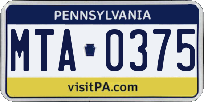 PA license plate MTA0375