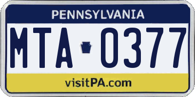 PA license plate MTA0377