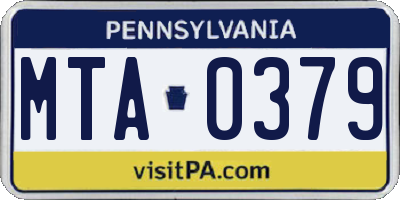 PA license plate MTA0379