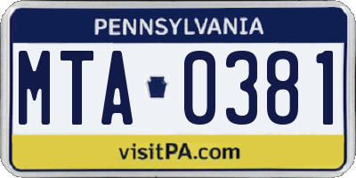 PA license plate MTA0381