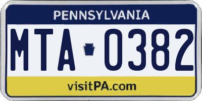 PA license plate MTA0382