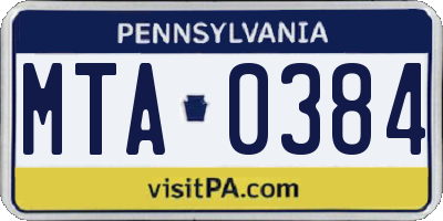 PA license plate MTA0384