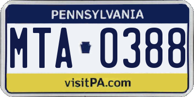 PA license plate MTA0388