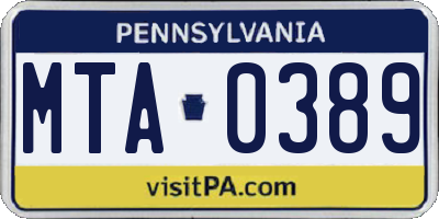PA license plate MTA0389