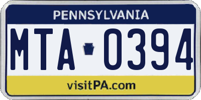 PA license plate MTA0394