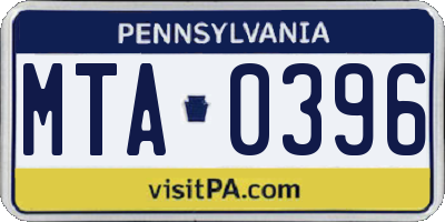 PA license plate MTA0396