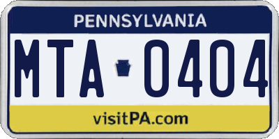 PA license plate MTA0404