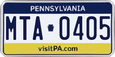PA license plate MTA0405