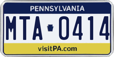 PA license plate MTA0414