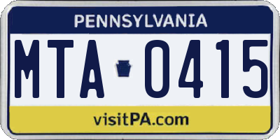 PA license plate MTA0415