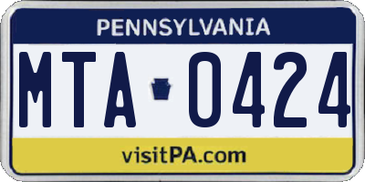 PA license plate MTA0424