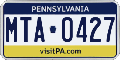 PA license plate MTA0427