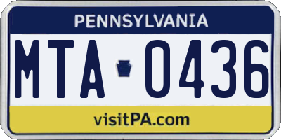 PA license plate MTA0436