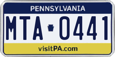 PA license plate MTA0441