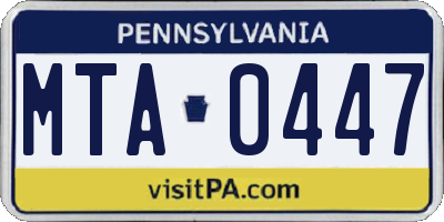 PA license plate MTA0447