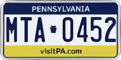 PA license plate MTA0452
