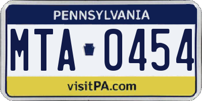 PA license plate MTA0454