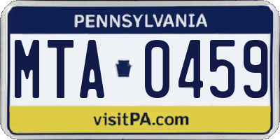 PA license plate MTA0459
