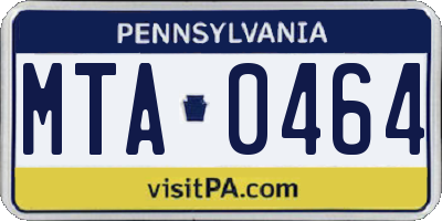 PA license plate MTA0464