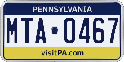 PA license plate MTA0467