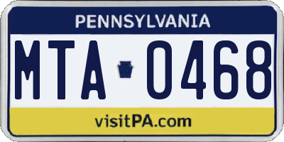 PA license plate MTA0468