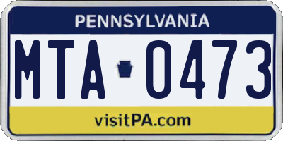 PA license plate MTA0473