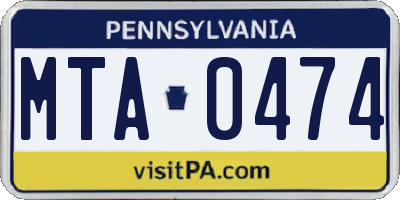 PA license plate MTA0474