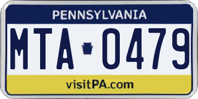 PA license plate MTA0479