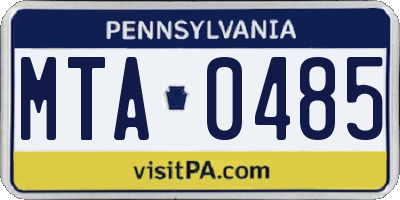 PA license plate MTA0485