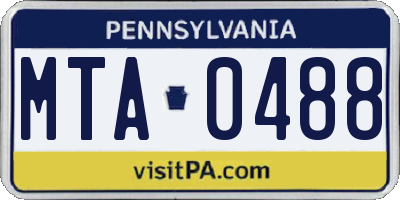 PA license plate MTA0488