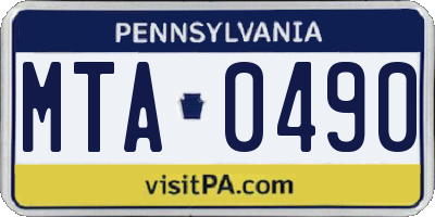 PA license plate MTA0490