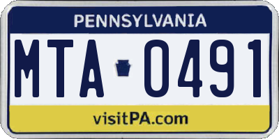 PA license plate MTA0491