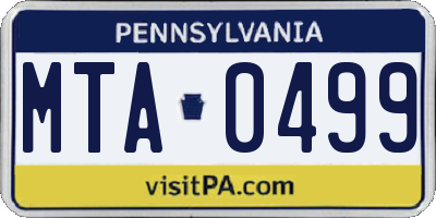 PA license plate MTA0499