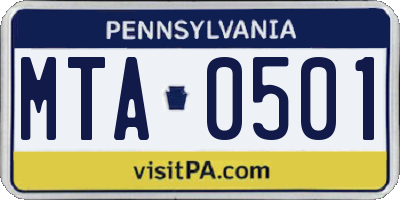 PA license plate MTA0501