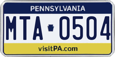 PA license plate MTA0504