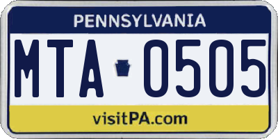 PA license plate MTA0505