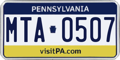 PA license plate MTA0507