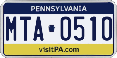 PA license plate MTA0510