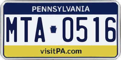 PA license plate MTA0516