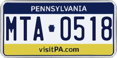 PA license plate MTA0518