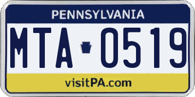 PA license plate MTA0519
