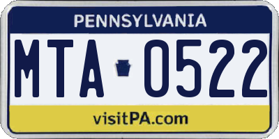 PA license plate MTA0522