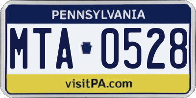 PA license plate MTA0528