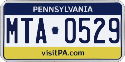 PA license plate MTA0529