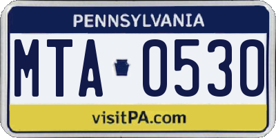 PA license plate MTA0530