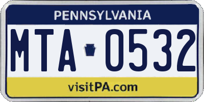PA license plate MTA0532