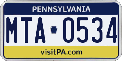 PA license plate MTA0534