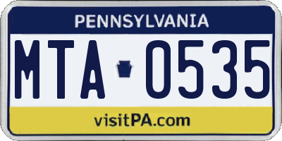 PA license plate MTA0535
