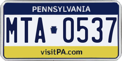 PA license plate MTA0537