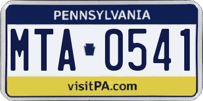 PA license plate MTA0541